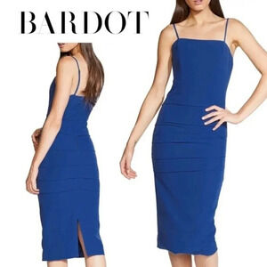 Bardot, Brielle, Sleeveless Tiered Ruched‎ Midi Dress, Cobalt Blue